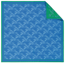 Chevaux recto verso Silk scarf 70 , Lawn/Cobalt - Silk