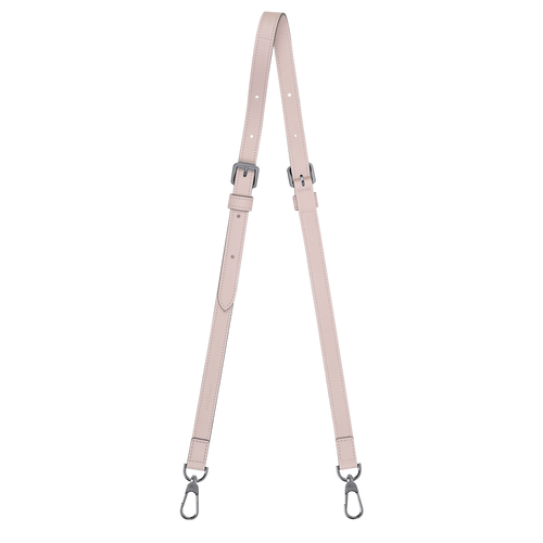Le Pliage Cuir Leather shoulder strap, Pale pink