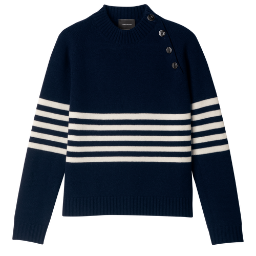 Sweater , Marineblauw - Tricotkleding - Weergave 1 van  3