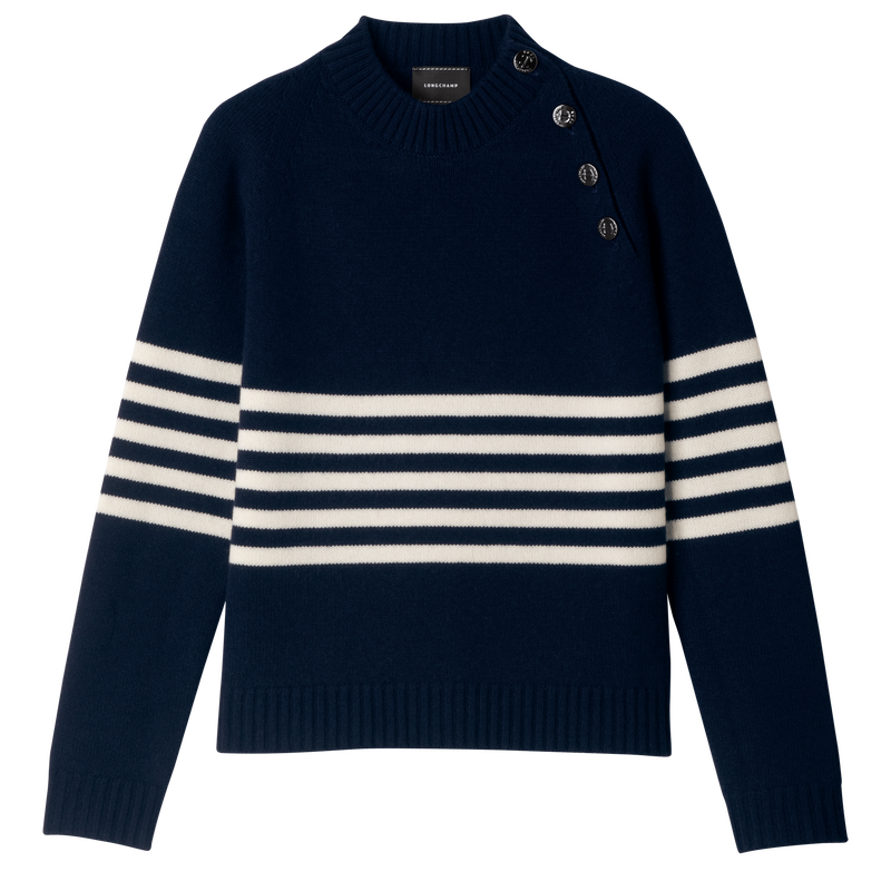 Sweater , Marineblauw - Tricotkleding  - Weergave 1 van  3