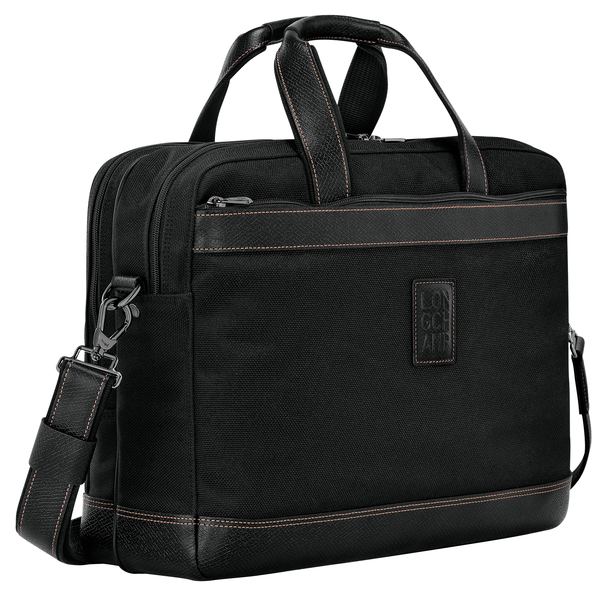 Boxford L Briefcase Black - Recycled canvas | Longchamp US Boxford L Briefcase Black - Recycled canvas | Longchamp US