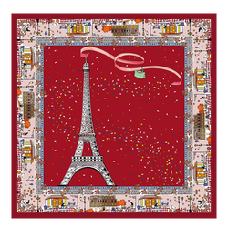 Le Pliage in Paris Zijden sjaal , Tomaatkleurig - Zijde