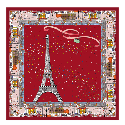 Le Pliage in Paris Zijden sjaal, Tomaatkleurig