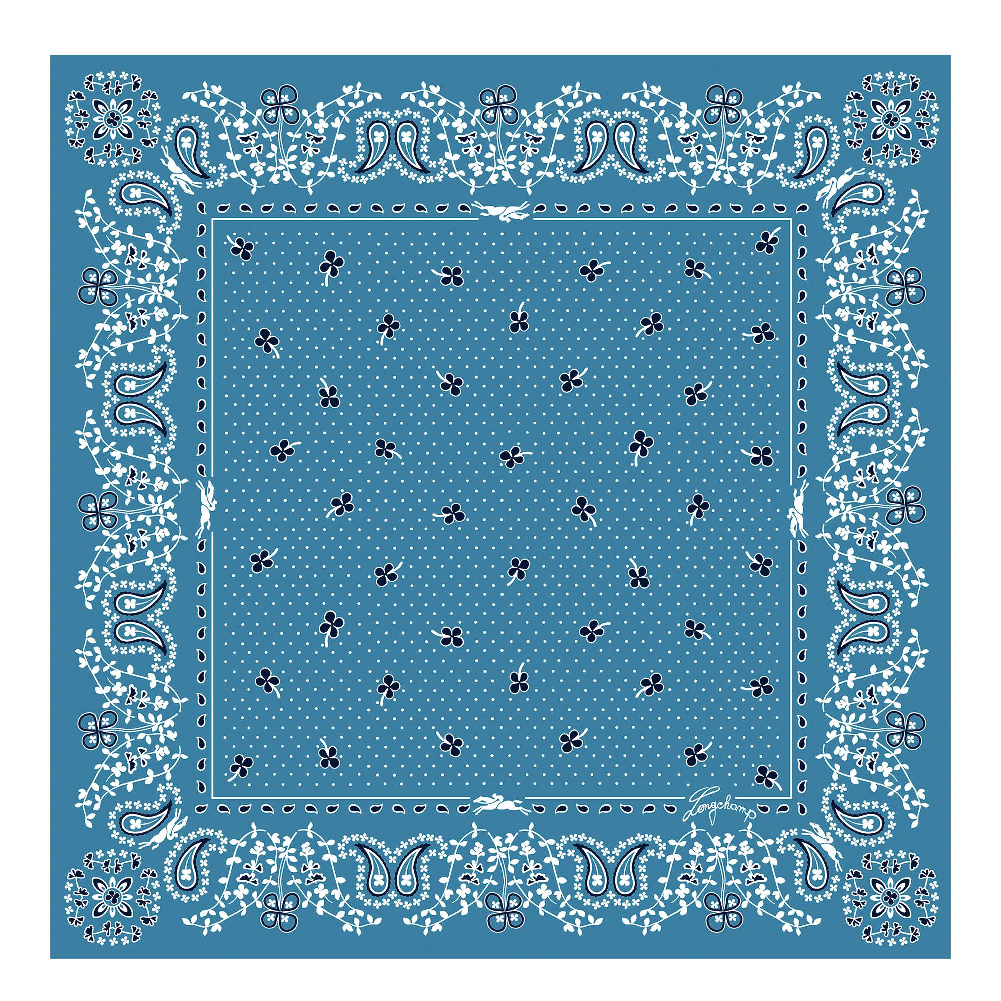 French Bandana Seidenschal 50, Lagune