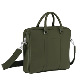 Le Foulonné XS Briefcase , Khaki - Leather