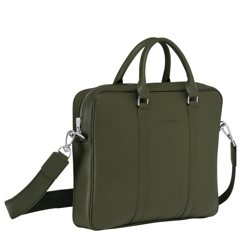 Le Foulonné XS Briefcase , Khaki - Leather  - View 2 of  4