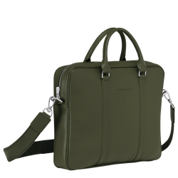 Le Foulonné XS Briefcase , Khaki - Leather