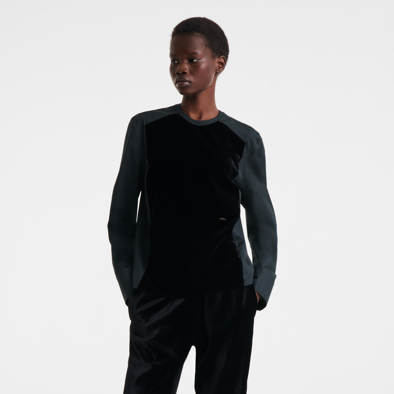 Blusa , Terciopelo - Negro  - Vista 3 de 3