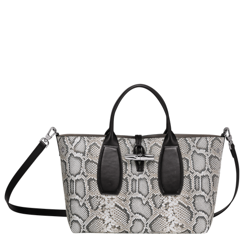 Bolso con asa superior M, Negro/Blanco, hi-res - View 1 of 3