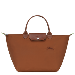 Handtasche M Le Pliage Green , Recyceltes Canvas - Cognac