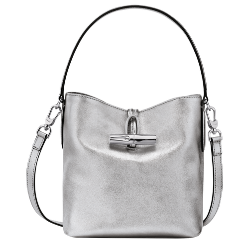 Sac seau XS Roseau , Cuir - Argent - Vue 1 de 6