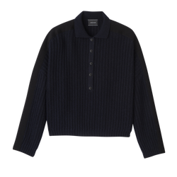 Polo collar jumper , Navy - Knit