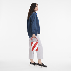 Épure S Bucket bag , Red/White - Leather