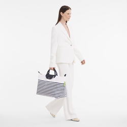 Le Pliage Collection Bolsa de viaje S , Tejido - Azul Marino/Blanco
