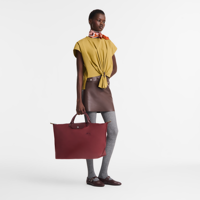 Le Pliage Green 旅行袋 L , 紅石榴色 - 再生帆布