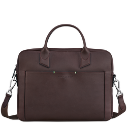 Longchamp sur Seine Briefcase , Mocha - Leather