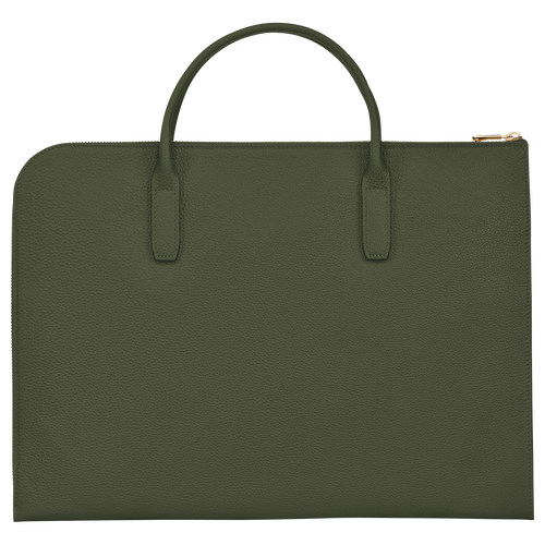 Le Foulonné S Briefcase , Khaki - Leather - View 4 of 4