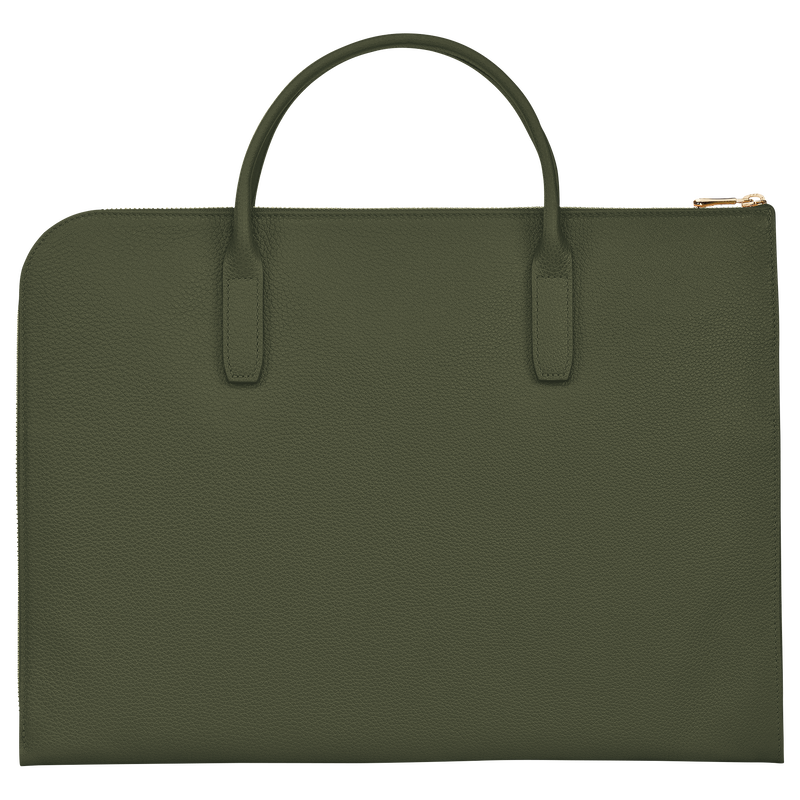 Le Foulonné S Briefcase , Khaki - Leather  - View 4 of  4