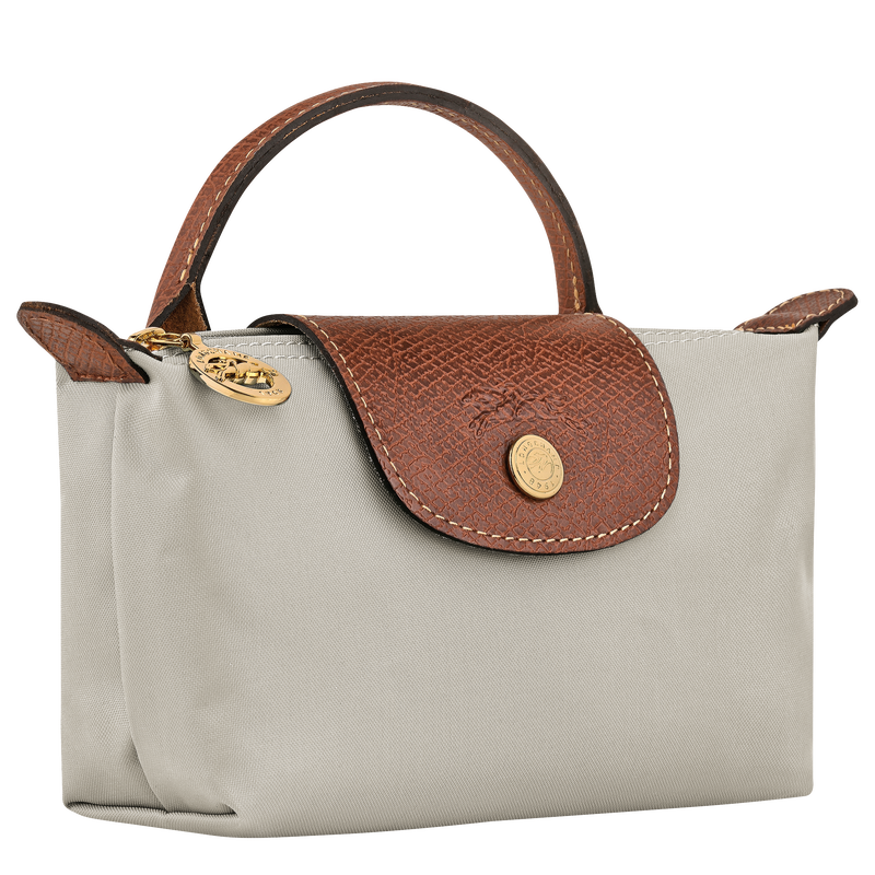 Pochette con manico Le Pliage Original , Tela riciclata - Grigio Verde  - View 3 of  6