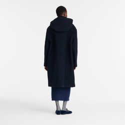 Duffle Coat , Navy - Double-faced wool cloth