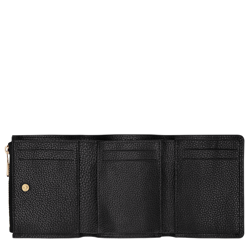 Portefeuille compact Le Foulonn&eacute; , Cuir - Noir  - Vue 3 de 3