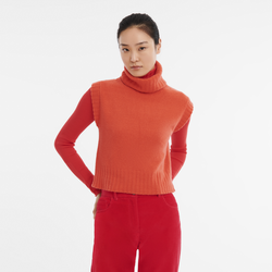 Sleeveless sweater , Orange - Knit