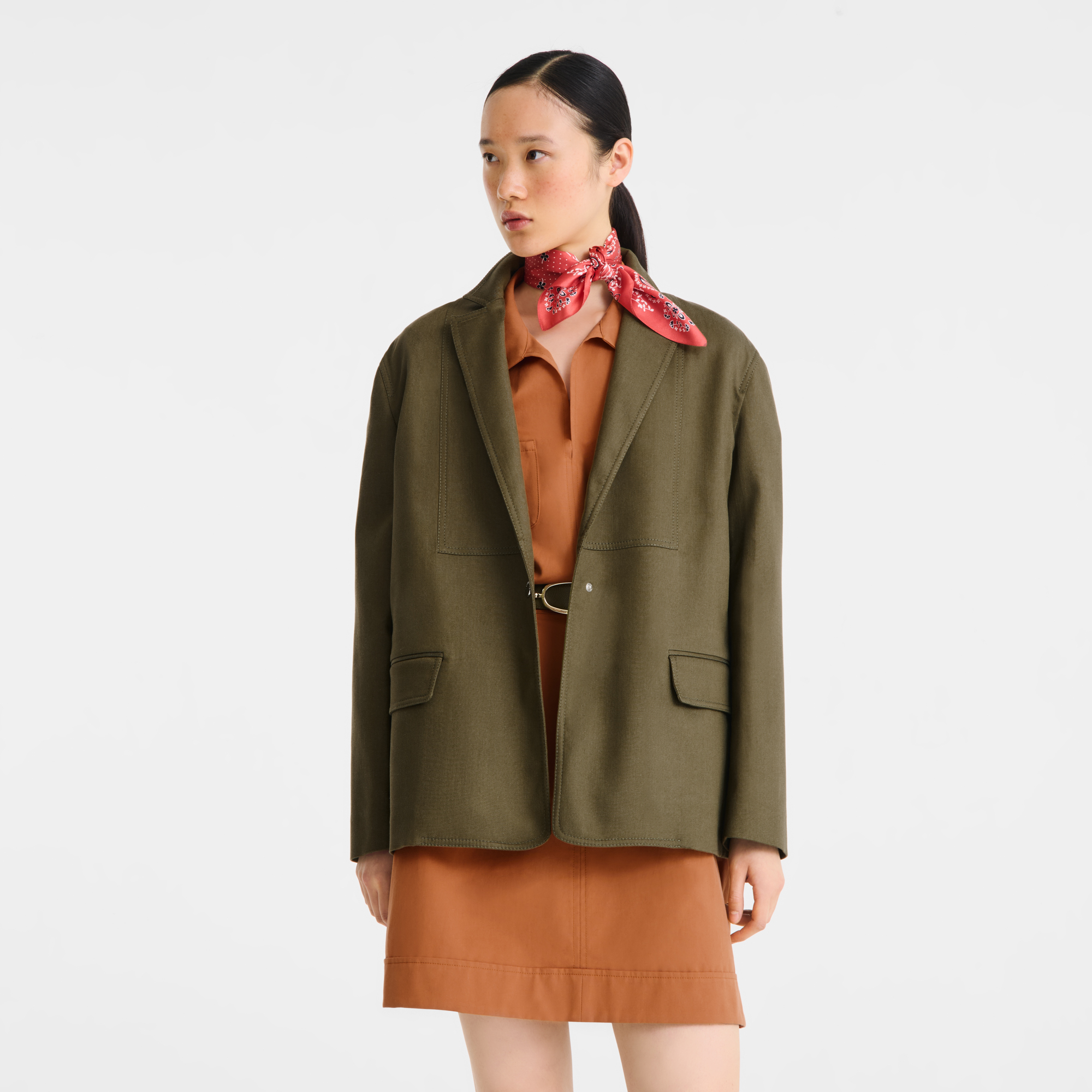 French Bandana Foulard di seta 50,  Corallo