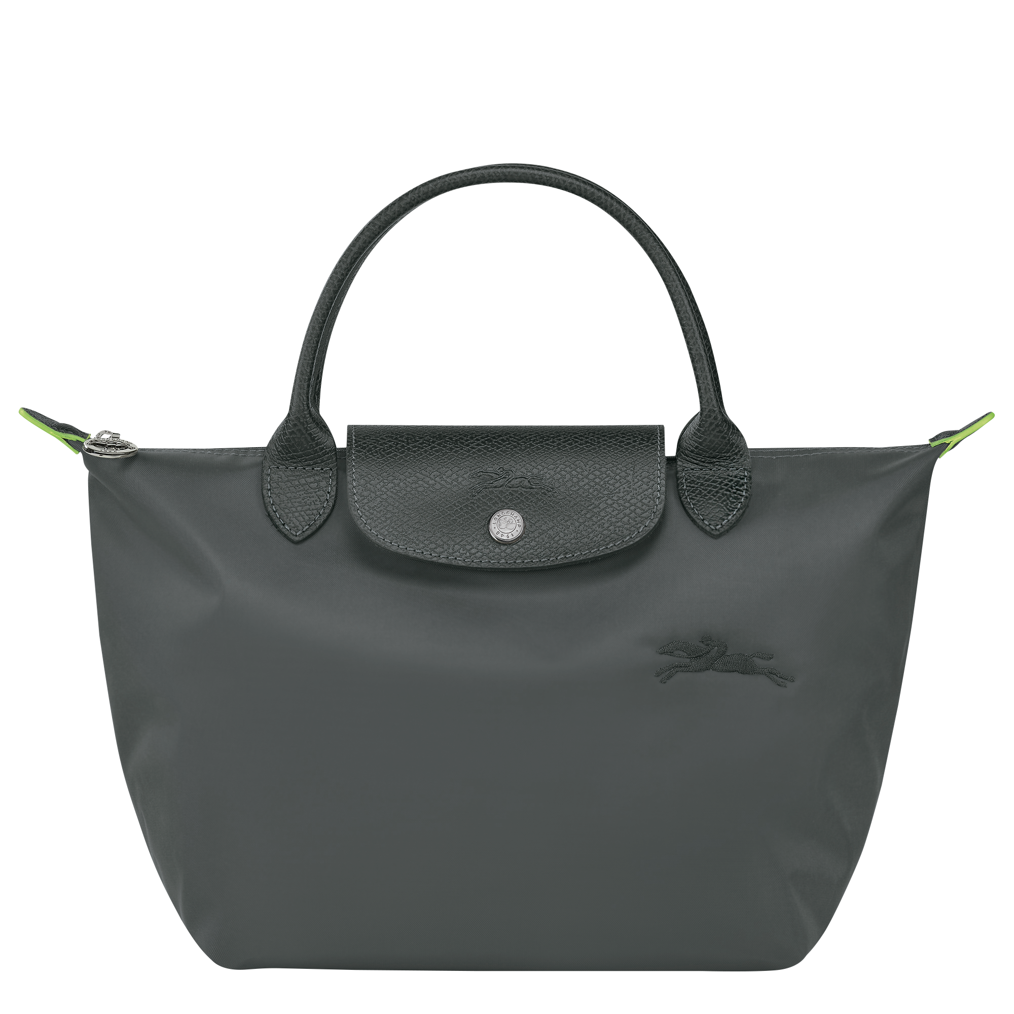 新品ロンシャン プリアージュ LE PLIAGE ハンドバッグ グレー×グリーン ル プリアージュ® グリーン S トップハンドルバッグ