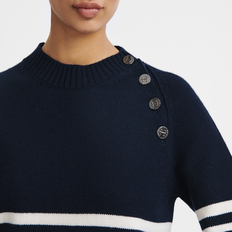Sweater , Marineblauw - Tricotkleding  - Weergave 3 van  3