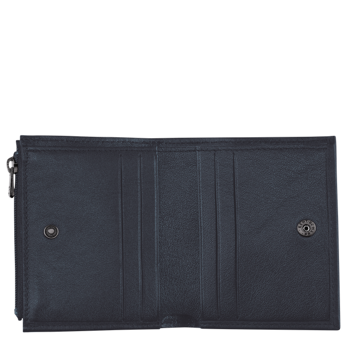 Longchamp 3D Brieftasche im Kompaktformat, Mitternachtsblau