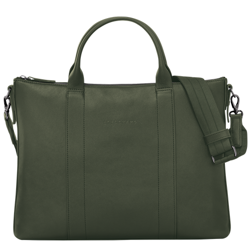 Longchamp 3D Briefcase , Khaki - Leather - View 1 of  4