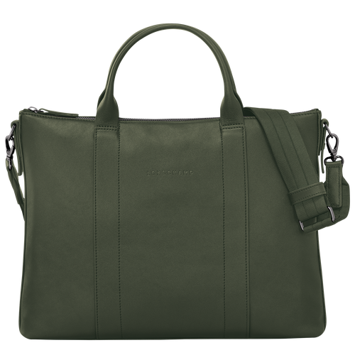 Longchamp 3D Briefcase , Khaki - Leather - View 1 of 4