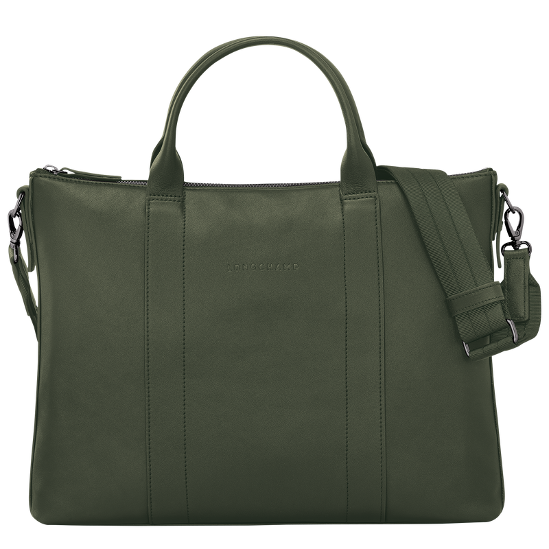 Longchamp 3D Briefcase , Khaki - Leather  - View 1 of 4