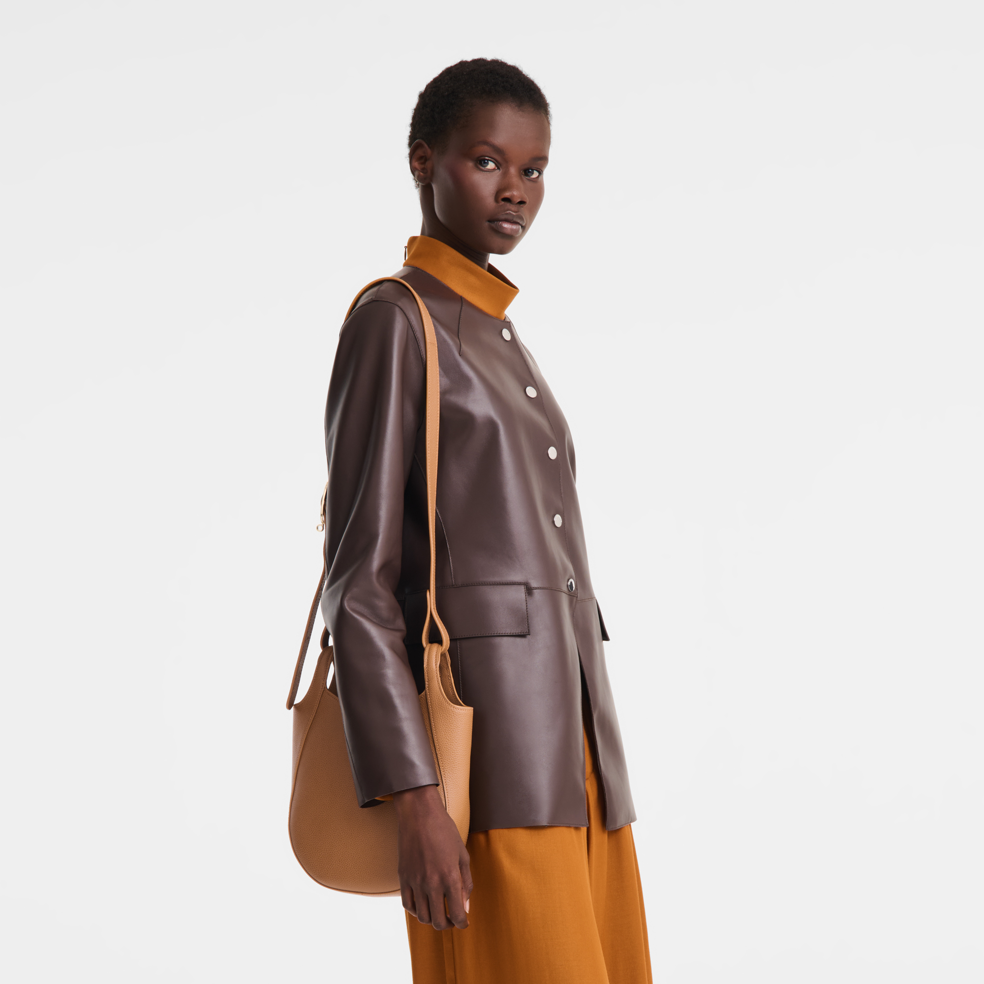 Le Foulonn&eacute; Crossbody bag S, Pecan