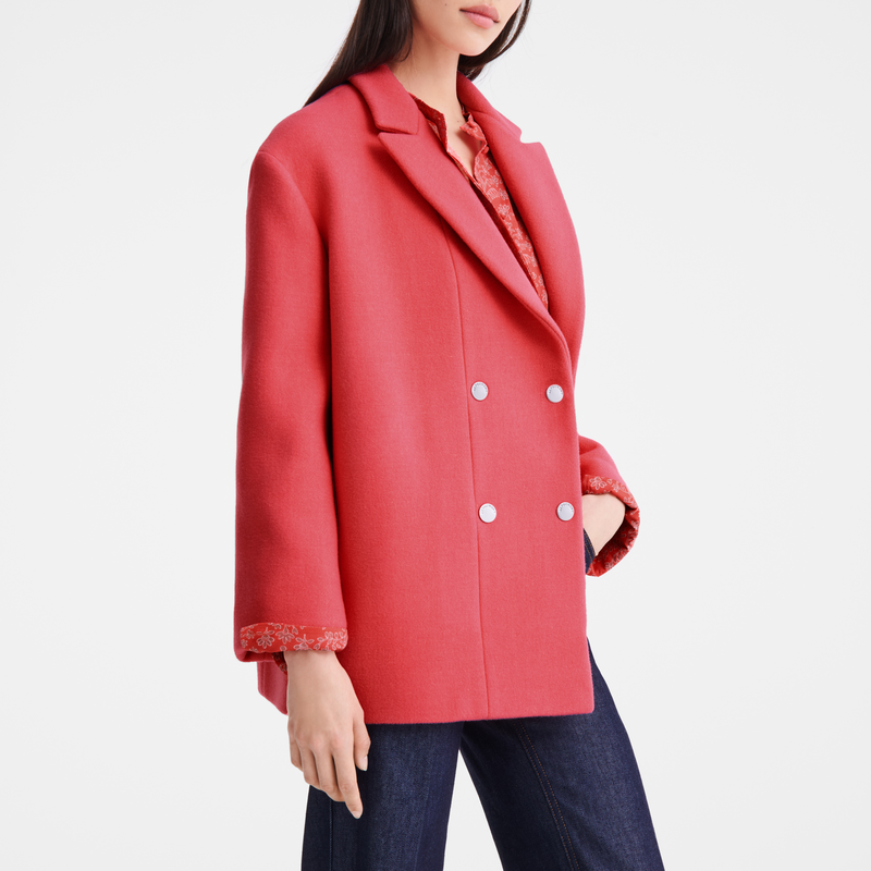 Straight peacoat , Blush - Wool broadcloth  - View 4 of 5