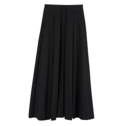 Midi skirt , Black - Cotton poplin