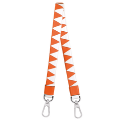 Le Foulonné Shoulder strap , Orange/White - Leather