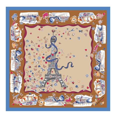 Tour Enchant&eacute;e Silk scarf 50 , Caramel - Silk