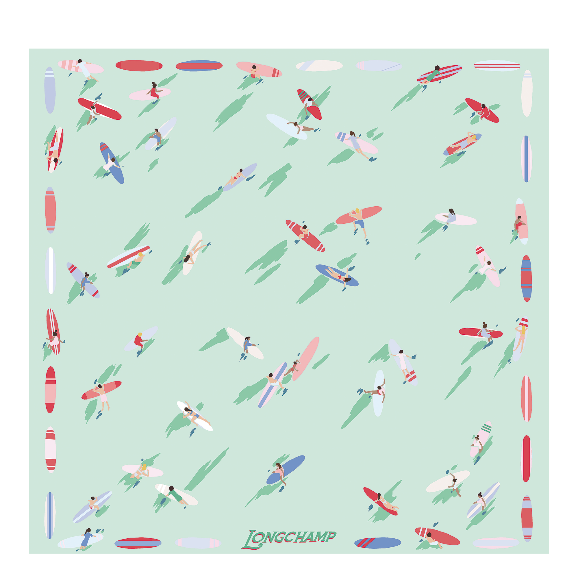 En Attendant la Vague Foulard di seta 50,  Menta