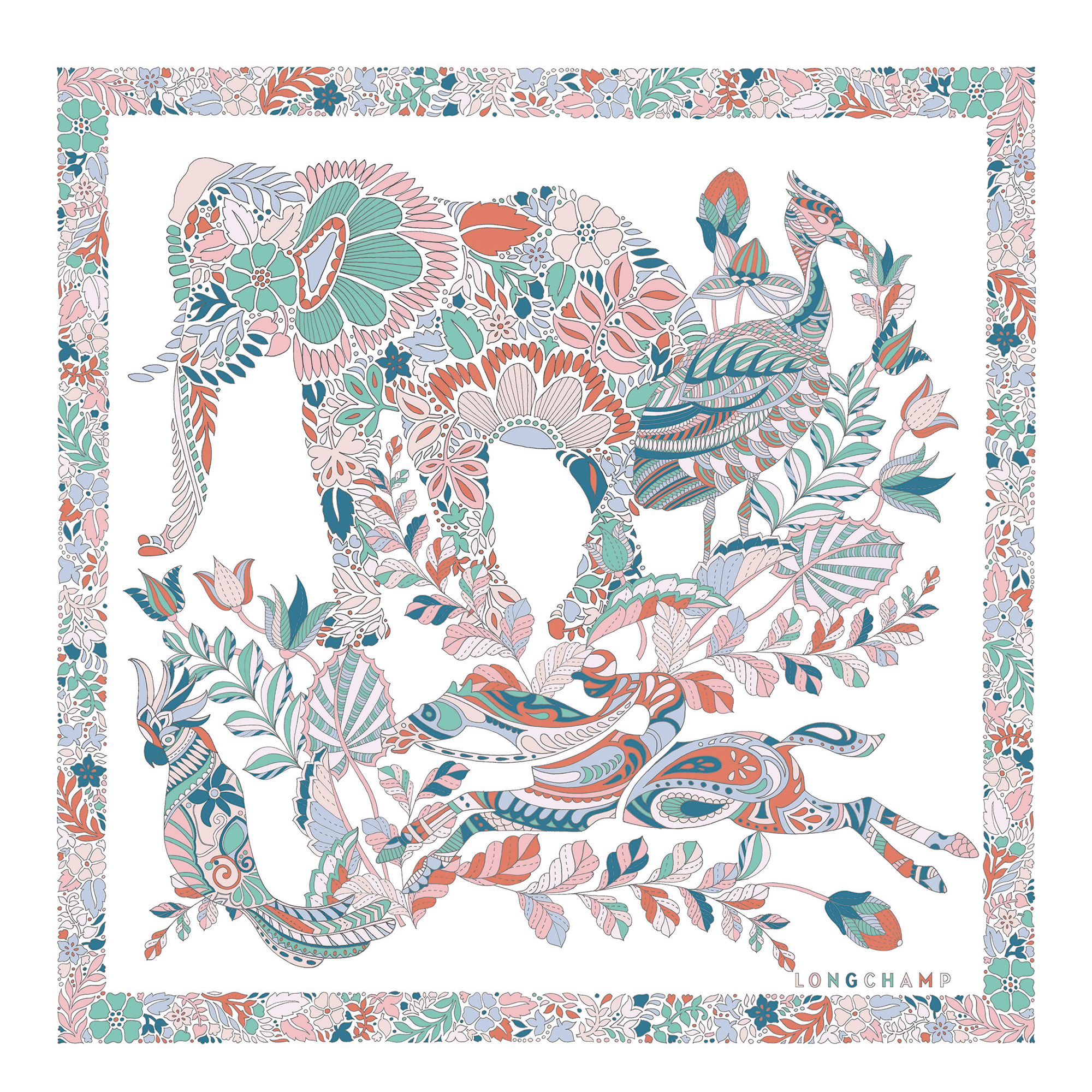 For&ecirc;t Longchamp Foulard di seta 50,  Arcobaleno