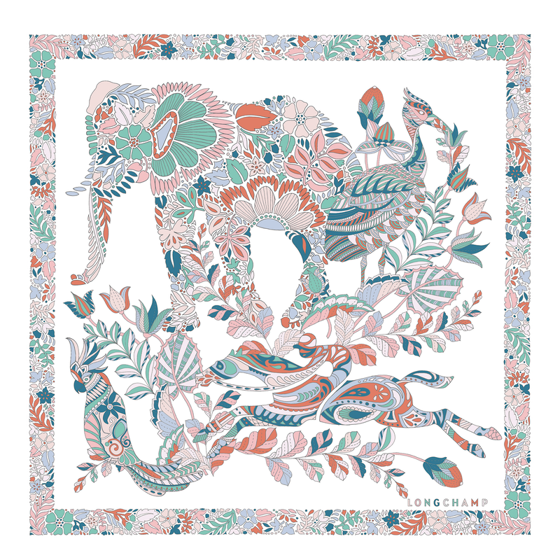 Foulard di seta 50 For&ecirc;t Longchamp , Seta - Arcobaleno  - View 1 of  2