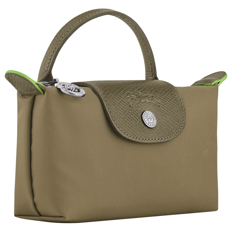 Le Pliage Green Pouch with handle , Artichoke - Recycled canvas  - View 3 of 6