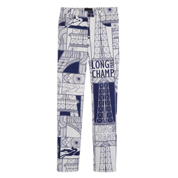 Trousers , Navy - Printed cotton