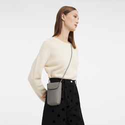 Le Pliage Xtra Telefoonhoesje met leren veter , Grijs - Leder