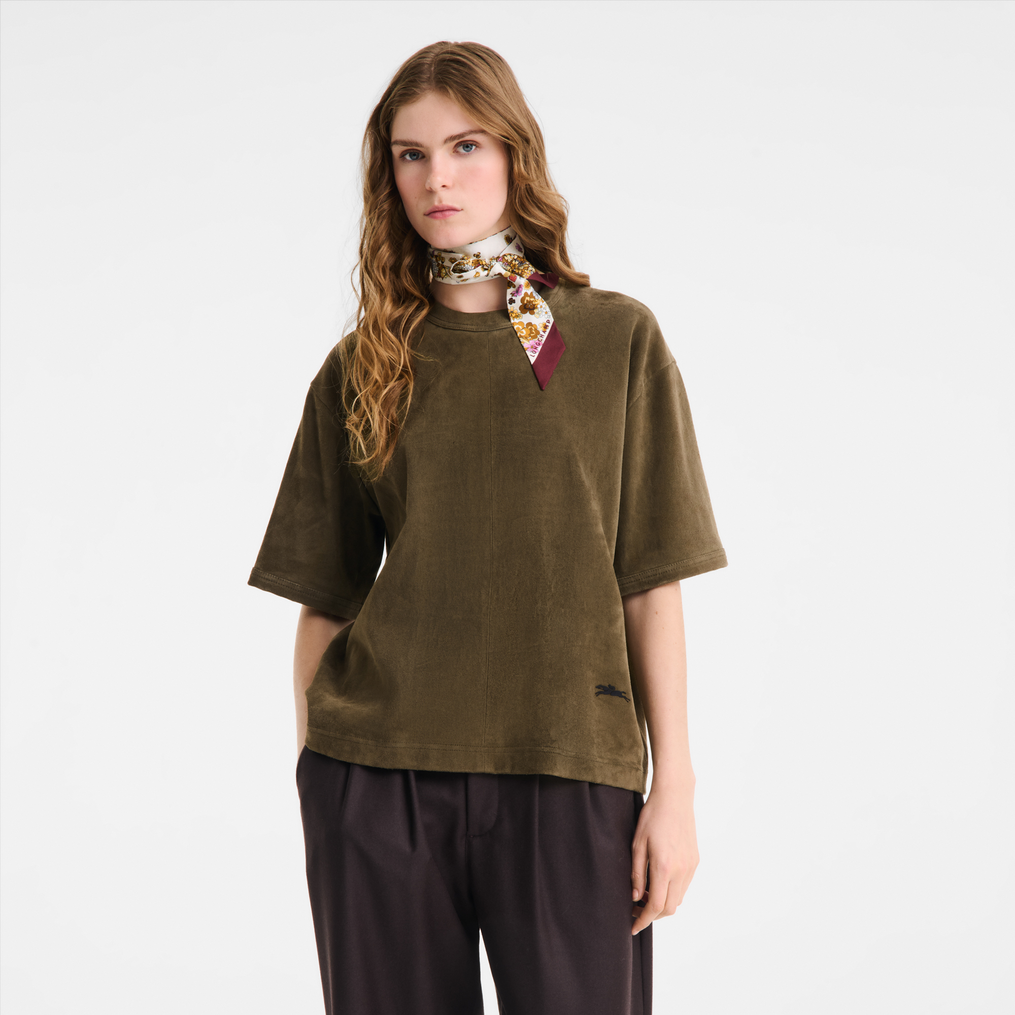 null Short leather top, Khaki