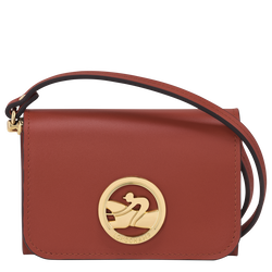 Box-Trot Coin purse with shoulder strap , Mahogany - Leather