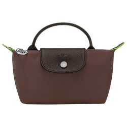 Le Pliage Green Pouch with handle , Mocha - Recycled canvas
