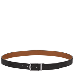 Le Foulonné Men's belt , Black/Caramel - Leather