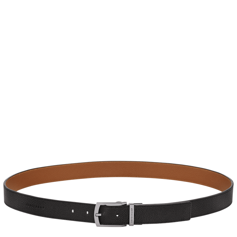 Le Foulonné Men's belt , Black/Caramel - Leather  - View 1 of 4