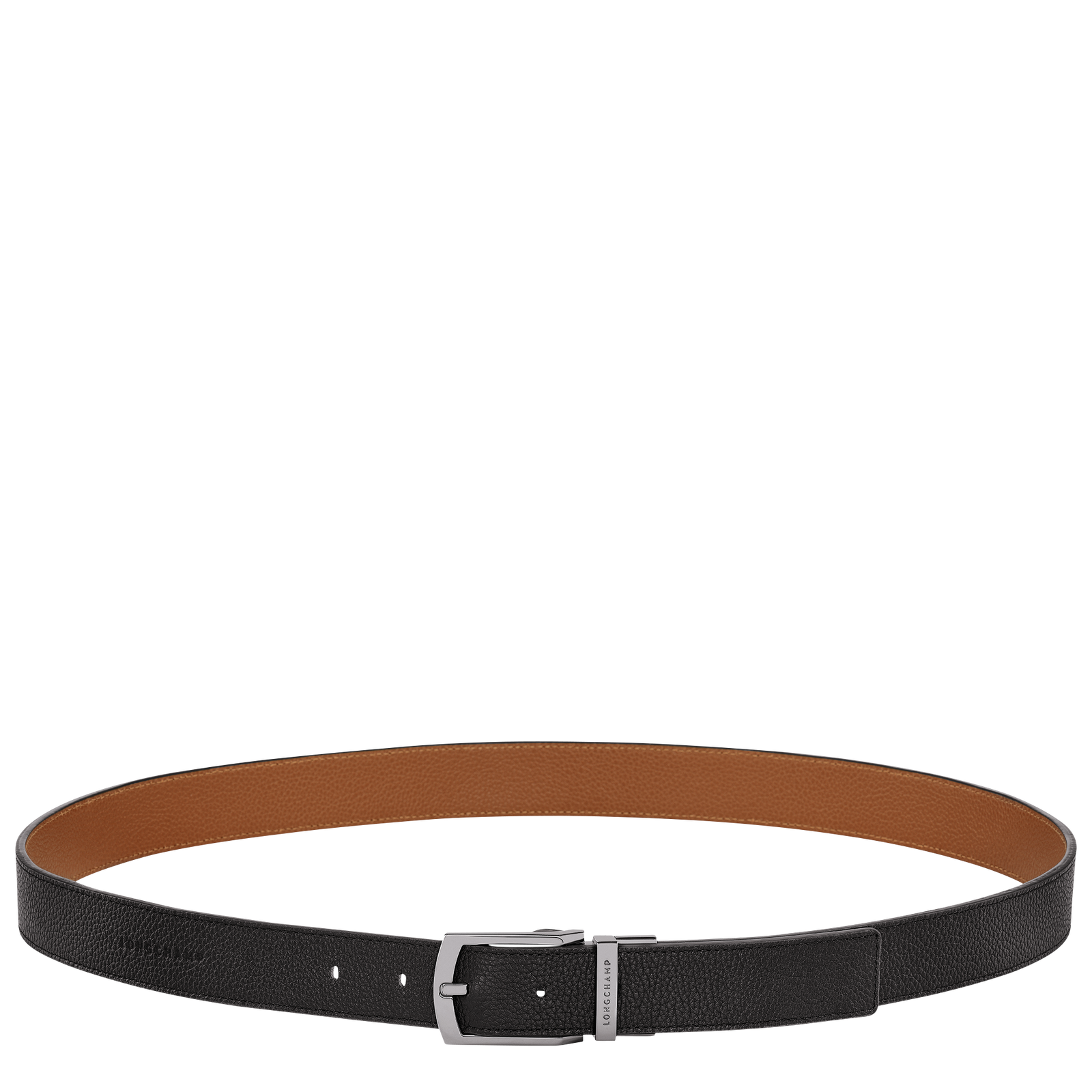 Le Foulonné Men's belt Black/Caramel - Leather | Longchamp CA